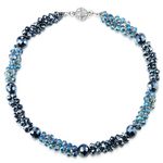 COOLSTEELANDBEYOND Blue Beads Crystal Cluster Statement Necklace Braided Chain Choker Collar Necklace, Magnetic Clasp(CA)