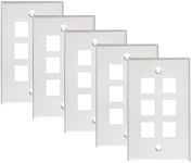 tunghey 5Pack 6 Port Single Gang Keystone Wall Plate, Low Profile Design, Universally Compatible with Modular Ethernet, A/V, Coaxial, and Optical Fiber Keystones (5Pack 6port)