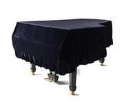 Monkeysell Velvet Grand Piano Cover Dustproof Baby Piano Cover Decorative Full Piano Cover Cloth Soft Bordered Triangle Decorated Protective Cover Cloth (BLACK)