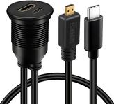 BATIGE Micro HDMI Male to HDMI Female & Type C 3.1 Male to Female Car Flush Mount Cable for Car Boat and Motorcycle - 3ft