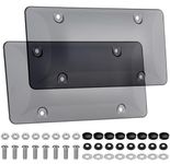 License Plate Cover Set: 2 Pack Black Unbreakable Car License Plate Frame Shield Front & Back - Plastic Tinted License Plate Protector with Screw Nut for Universal Canada US Car & Truck Accessories