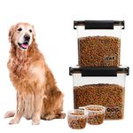 Dog Food Storage Container, 2-Pack Airtight Sealed Pet Food Container with Lid & Measuring Scoop, Travel Portable Handle for Dog Treats, Dry Food, Kitchen Container(8.5+4.3QT)