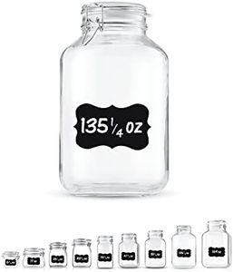 Bormioli Rocco Glass Fido Jars - 135.¼ Ounce - 4 Liter, with hinged hermetically Sealed Airtight lid for Fermenting, Canning, Preserving, With Exclusive Paksh Novelty Chalkboard Labels Set (1 Pack)