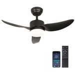 Mpayel 38" Ceiling Fans with Lights - Black Outdoor Ceiling Fan with Lights and Remote, Reversible and Dimming, Modern Low Profile Ceiling Fan Light for Bedroom, Indoor and Covered Patios…