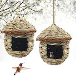 HUIRUMM 2 Pack Hanging Hummingbird Nest House,Hand Woven Bird Houses for Outside Roosting Pouches for Birds Perfect for Outdoor Garden Patio Lawn