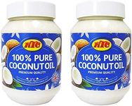 KTC 100% Pure Coconut Multipurpose Oil 500ml Jar - for Hair, Cooking, Moisturiser Use & Indian Curries - 2 Pack