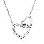 VONALA 925 Sterling Silver Interlocking Infinity Double Heart Necklace for Women, Birthday Gifts for Sisters Mother Daughter