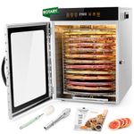 Kwasyo 12 Trays Stainless Steel Rotate Food Dehydrator, Dual fan 720° Efficient Drying, 24H Adjustable Timer & 30-90℃ Temperature Control, Dehydrator Food Dyer uk for meat fruit, 1000W