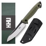 KHU Fixed Blade Knife Tactical, Hunting Knife Survival Knife 420HC Steel Nylon Plastic Handle, Outdoor Hunting Camping Accessories Camping Gear With Kydex Sheath - 27A