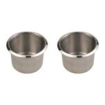 2pcs Universal Stainless Steel Cup Holder Small - Silver Drop-in Anti-Spill Storage Solution Silver Tone Fit for Marine Boats RVs Poker Table Work Desk Car Custom Build & DIY Projects