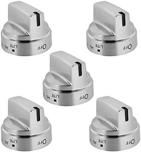 5 Packs Upgraded WB03X24818 Stove Knob, Stainless Steel Colored GE Gas Stove Knobs Replacements PS11729081 AP5989029, Range Burner Control Knob - 1 Year Warranty