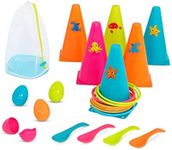 B. toys – Ring Toss & Egg-and-Spoon Game – Outdoor Games Combo – Party Games for Kids – Outdoor Toys – 3 Years + – Outdoor Games Galore