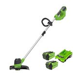 Greenworks 40V Cordless Strimmer for Medium Gardens, Adjustable Height, 30cm Cutting Width, Autofeed 1.65mm Nylon Line, Two of 40V 2Ah Batteries & Charger, 3 Year Guarantee G40LTK2X