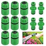 Favengo 12 Piece Hose Connector 1/2 Inch Garden Hose Connector Green Double Connector Connector Plastic Hose Piece Set Hose Coupling Set for Pipe Connecting Garden Tools Car Wash