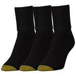 Gold Toe Women's 3-Pack Anklets Turn Cuff Sock, Black, Size 9-11