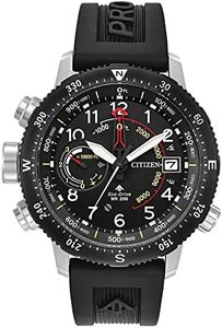 Citizen Men's Eco-Drive Promaster Land Altichron Watch in Stainless Steel with Black Polyurethane Strap, Black Dial (Model: BN5058-07E)