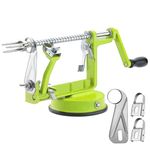 TIGWIN Apple Peeler Corer, Long lasting Chrome Cast Magnesium Alloy Apple Peeler Slicer Corer with Stainless Steel Blades and Powerful Suction Base for Apples and Potato(Green)
