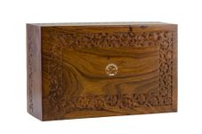 HIND HANDICRAFTS Handmade & Handcrafted Rosewood Borders Engraving Wooden Cremation Box/Urns for Human Ashes Adult, Funeral Urn Box (Large : 9" x 5.5" x 4.5" - 180lbs or 72kg, Natural)