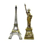 ANTLANTIC CREATIO Metal Combo Paris Eiffel Tower Statue of Liberty for Home Decoration, Metallic Color,