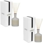 LAFCO New York Classic Reed Diffuser, Champagne - 6 oz, Pack of 2 - Up to 3 Months Fragrance Life - Reusable, Hand Blown Glass Vessel - Natural Wood Reeds - Made in The USA