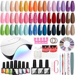 VANREESA Gel Nail Polish Set with Lamp Starter Kit 24 Colours Gel Nail Kit with U V Light Gel Polish Set Red Pink Blue Gel Nail Polish Kit with Base Top Coat Nail Salon Set Christmas Gifts for Women