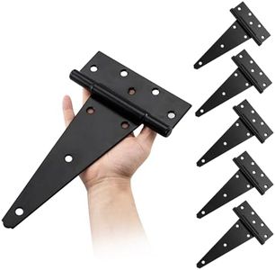 10 Inch T-Strap Gate Hinges, Heavy Duty Gate Hinges,Shed Door Hinges,Black Hinges,Gate Hinges Heavy Duty for Outdoor Barns Gate,Wooden Fences,with Screws, 6 Pack-HOME MASTER HARDWARE