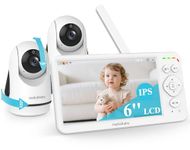 HelloBaby Baby Monitor with 2 Cameras,6'' Video Baby Monitor No WiFi,30-Hour Long Battery, Pan-Tilt-Zoom Camera,Night Vision, ECO,2-Way Talk,150 Languages Ideal for Baby/Pet/Elderly