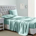 Lanest Housing Silk Satin Sheets, 4-Piece California King Size Satin Bed Sheet Set with Deep Pockets, Cooling and Soft Satin Sheets Cal King - Aqua