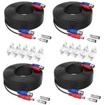 SANNCE 4 Pack Special Design 30M / 100 Feet BNC Video Power Cable For HD CCTV Camera DVR Security System (Black)