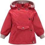 ACESTAR 100% Waterproof Rain Jacket Coat, Windproof Spring Fall Jacket for Boys Girls Infant Toddler Windbreaker Raincoat(JK005R0,7T) Red