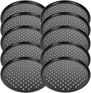 Schramm® 2, 4 ou 10 pièces Plaques à pizza perforées rondes ø 33 cm au choix avec ou sans support Plaques à pizza rondes revêtues revêtement anti-adhésif Pizza-Back-Set, Dimension:10 Stück