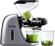 Fretta Juicers, Cold Pressed Juicer Machines, Masticating Slow Juicer with 3-inch Wide Feed Chute, Celery Juicer, Juice Extractor with Dual Speed Mode, BPA-Free, 200W Powerful Motor(Silver)