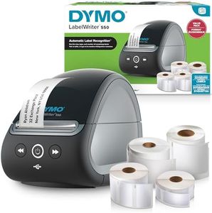 DYMO LabelWriter 550 stampante di etichette Bundle | Etichettatrice con stampa termica diretta | Riconoscimento automatico delle etichette | Spina UE a due poli
