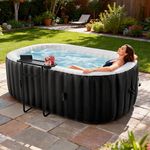 NAIZEA 2 Person Hot Tub - Inflatable Portable Hot Tub, Outdoor Oval Spa Blow Up Hottubs with 90 Bubble Jets and Heater Pump, Side Table, Cover, 2 Filter Cartridges,75x47x25Inch