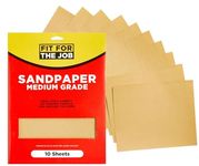 Fit For The Job 10 Large A4 Size Sheets Medium Grade Sandpaper for Sanding Wood, Furniture, Metal, Plaster For Home Improvement, Decorating & More, 11x9 inch (230x280mm) 11" x 9"