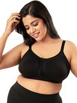 NYKD by Nykaa Women’s Full Support M-Frame Heavy Bust Everyday Cotton Bra | Non-Padded | Wireless | Full Coverage| Bra, NYB101, Black, 42C, 1N