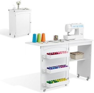 Artiss Folding Sewing Table, Sewing Machine Desk w/Storage, Lockable Casters, Multi-Functional Rolling Work Table Craft Station for Home and Apartment 118CM
