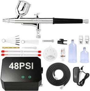 Gocheer Airbrush Kit,48 PSI Dual-Action Airbrush Set(Gloss Black)