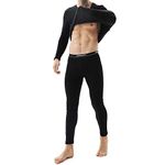 Serecofo Men's Thermal Underwear Set Heavyweight Thick Fleece Lining Inner Fleece Thermal Top Shirt Long Sleeves Long Johns Pants Bottom Long Thermal Underwear Winter Baselayer Ourdoor (L, Black Set)