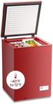 Electactic 3.5 Cu.Ft Chest Freezer, 7-Grade Ultra-Low Temperature (-40°F-12°F), Small Deep Freezer with Removable Basket Free Standing Top open Door Perfect for Home Dorm, Office,Bar, Kitchen (Red)