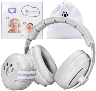 DITHIN Baby Headphones for Noise Newborn, 2-in-1 Baby Ear Muffs Noise Protection for 0-48 Months Infants Toddler, Infant Travel Essentials for Airplane White