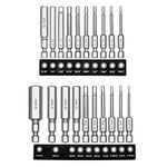 VIKKSAER 20 Pack Hex Head Allen Wrench Drill Bit Set S2 Steel Magnetic Screwdriver Bits with 1/4 Inch Hex Shank, 2 Inch (10pcs Metric H1.5-H12 & 10pcs SAE 5/64-5/16 Inch)