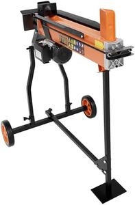 PPOLB 7 Ton Electric Wood Splitter, 15Amp Hydraulic Log Splitter with Stand, Portable Electric Log Splitter for Firewood, Compact Horizontal Wood Splitter for Backyard, Garage, Cabin - Orange