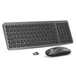 cimetech Wireless Keyboard and Mouse, 2.4G Silent Full-Size Keyboard and Mouse Combo Ultra-Thin Sleek Design for Windows, Computer, PC, MacBook, Laptop -Grey