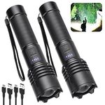 Alicegirl Rechargeable 990000 High Lumens LED Flashlights 2 Pack, Super Bright Flashlight with 3 Modes, IPX6 Waterproof, Powerful Handheld Flash Light for Home Camping Emergency (Black)