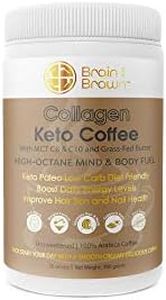 Brain and Brawn Collagen Coffee - Hydrolyzed Collagen Peptides for Skin, Hair and Nail Health, MCT Oil, Grass-Fed Butter and Acacia Fibre, 100% Arabica Coffee, Keto/ paleo / Low Carb Friendly, unsweetened, all-in-one Instant Coffee 300g (20 Serves)