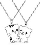 Easyski Best Friends Kittys Necklace Gifts Set 2,a Pair Cats Matching Friendship Chain Necklace for 2 Teen Girls BFF Sister.