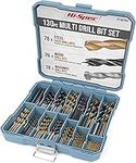 Hi-Spec 130 Piece Multi SAE Drill Bit Set for Wood and Metal Drilling with HSS Titanium, Masonry & Brad Point Steel Bits. Complete in a Tray Case