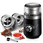 Homtone Electric Coffee Spice Grinder 2 in 1 Wet and Dry, Adjustable Coffee Spice Grinder with Time Setting, Automatic Small Blade Grinder for Coffee Bean/Nuts/Vegetables