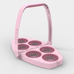 Bevee Reusable 6 Cup Drink Carrier for Coffee Runs Takeout Delivery | Uber Doordash | Foldable Portable Compact Durable Secure | Holder Caddy | Hot & Cold Cups | Comfort Handle (Pink Lady)